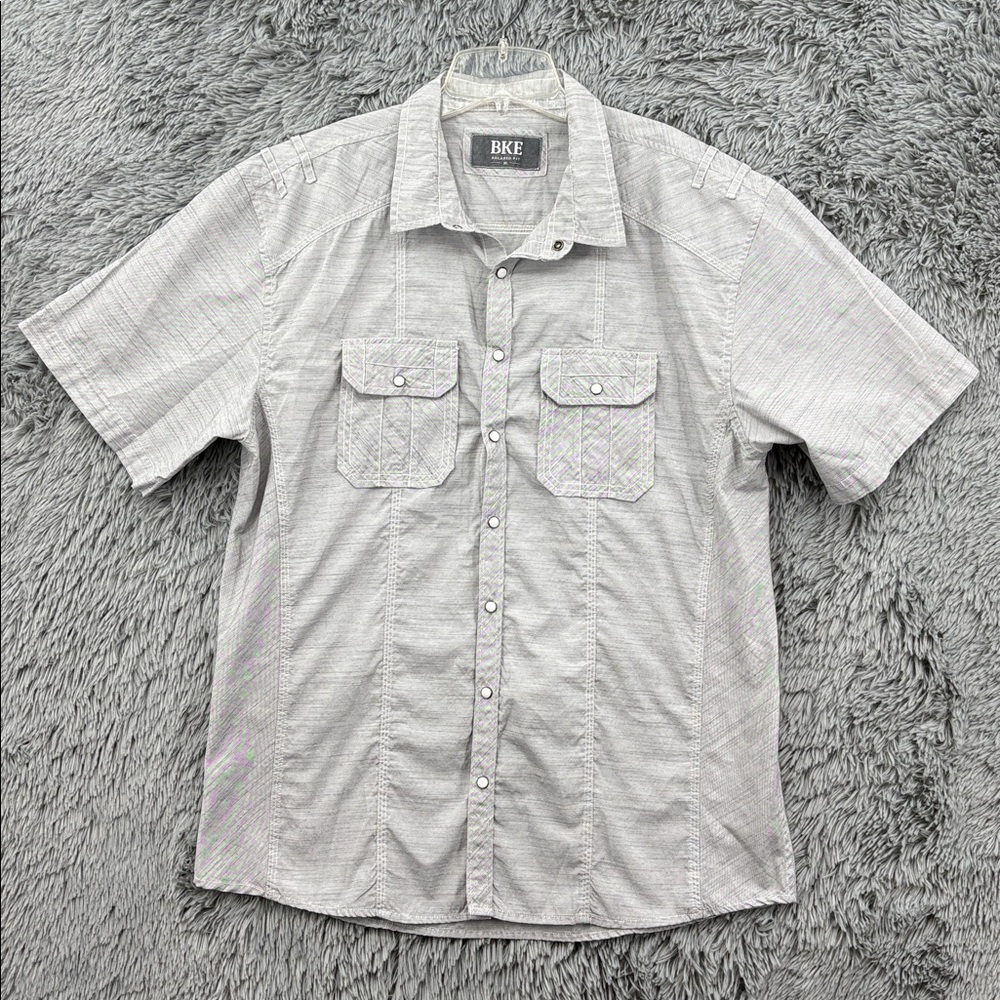 BKE Buckle Shirt Mens XL Pearl Snap Pockets Shirt Gray